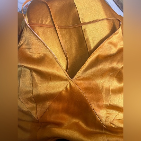 We Are HAH! Give it the slip golden midi slip dress; adjustable 🍝 straps; sz m - Picture 8 of 9
